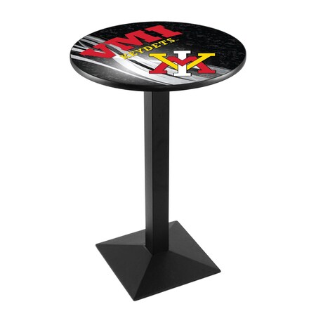 Holland Bar Stool Co 42" Blk Wrinkle Virginia Military Institute Pub Table, 36" dia. Top L217B4236VAMilI-D2